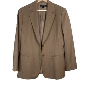 Lafayette 148 Wool Two Button Blazer Jacket‎ Camel Tan Office Career Classic